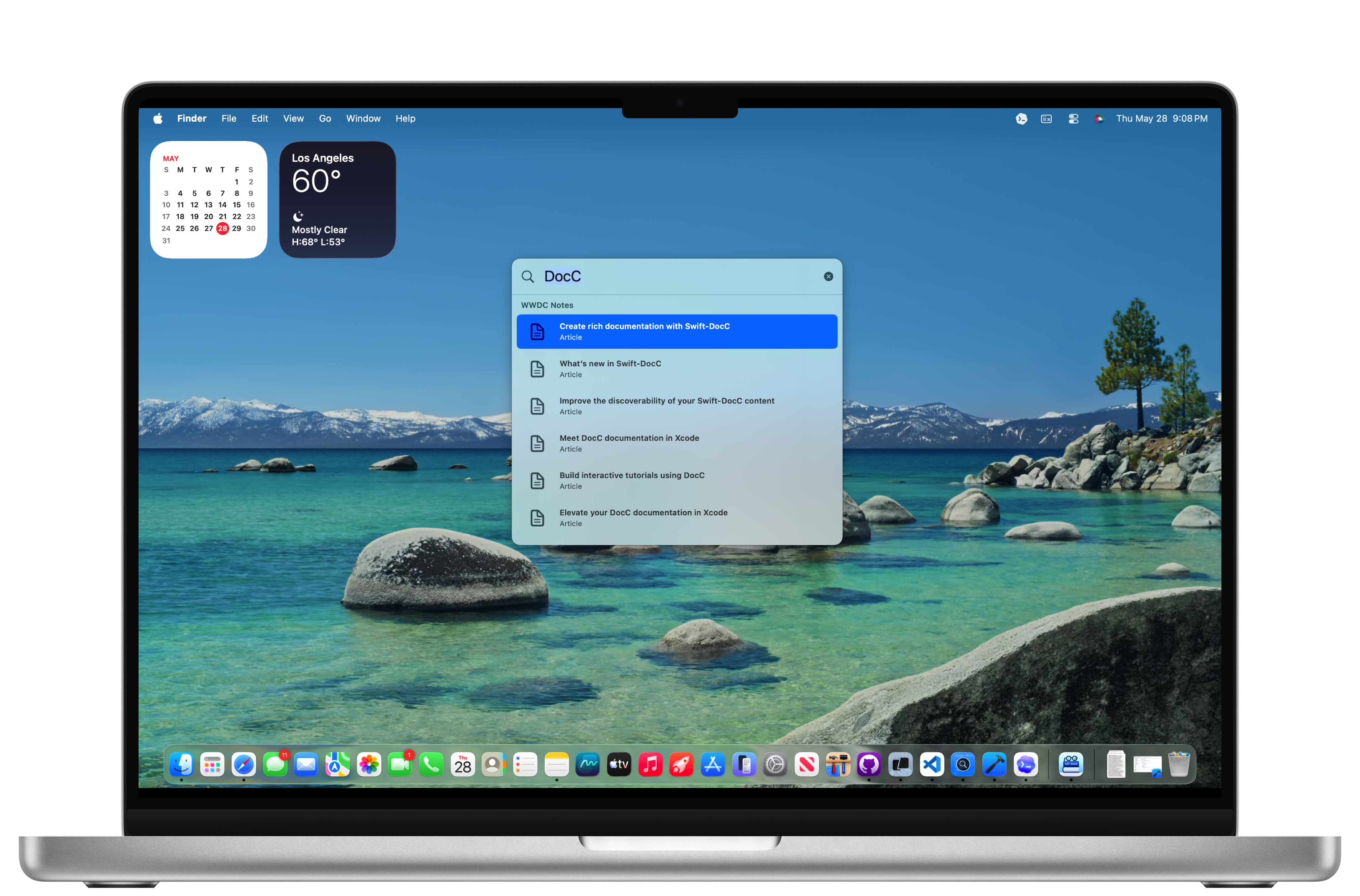 DocB universal search panel on macOS desktop